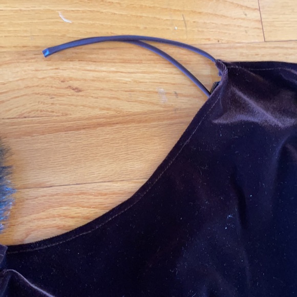 Size 14 Lightweight brown velvet maxi gown. Spaghetti straps w/faux fur Bolero - Picture 2 of 6